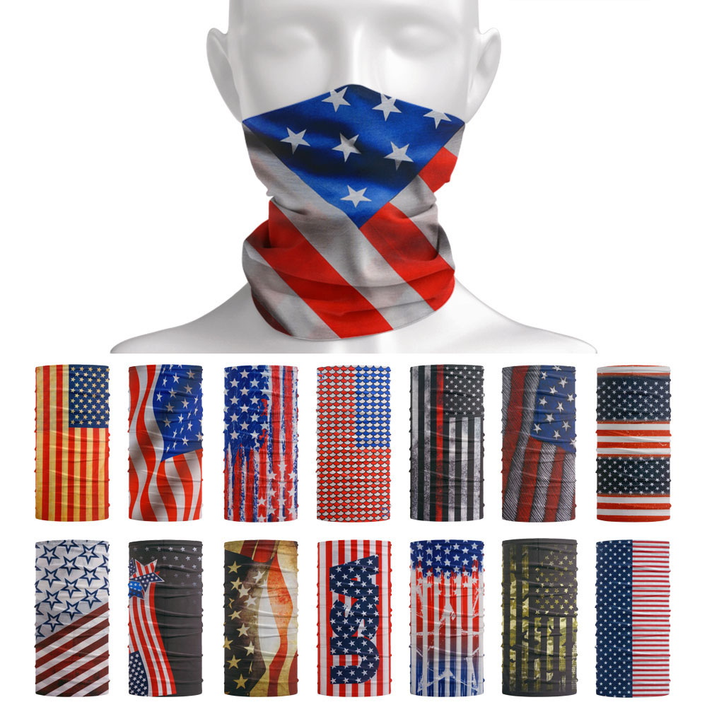 Headband Summer Knit - Syal pelindung matahari pola bendera USA,