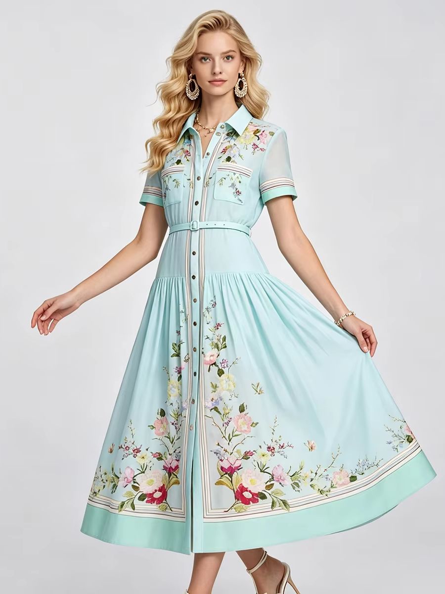 Midi Skirt Floral - Gaun Musim Panas Bermotif Bunga Elegan
