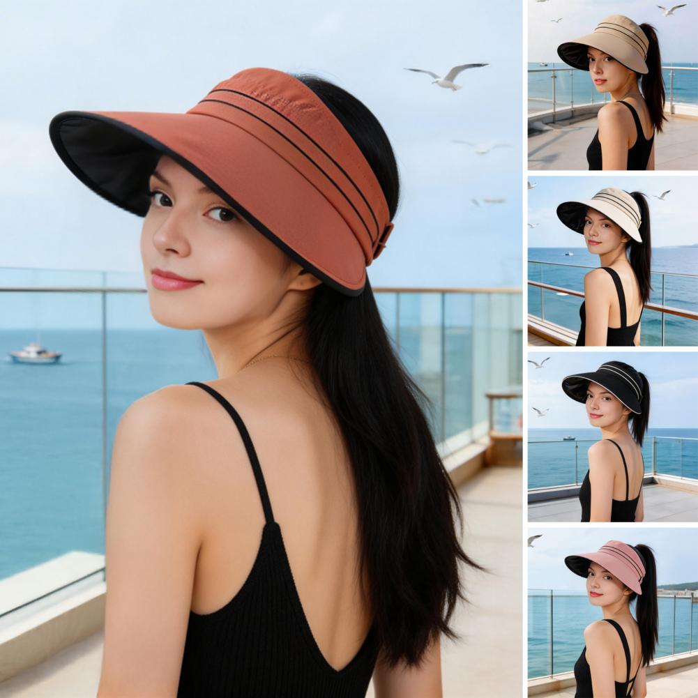 Hat Floppy Wide - Topi Matahari Wanita dengan Lubang Kuncir