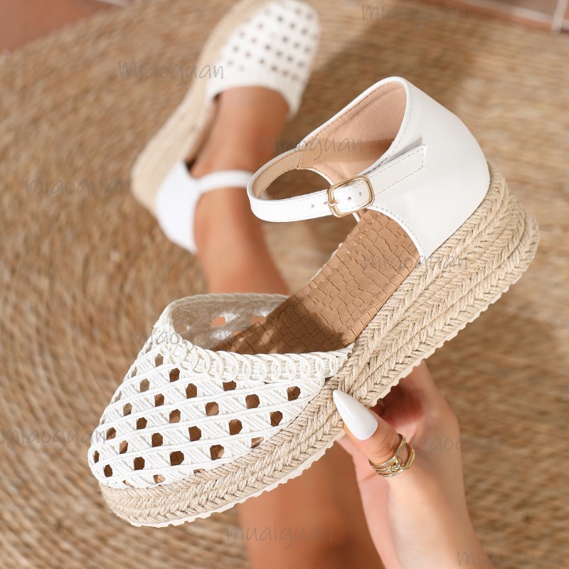 Wedge Espadrille Women - Sandal Espadrille Wanita Boho Berongga Anyaman