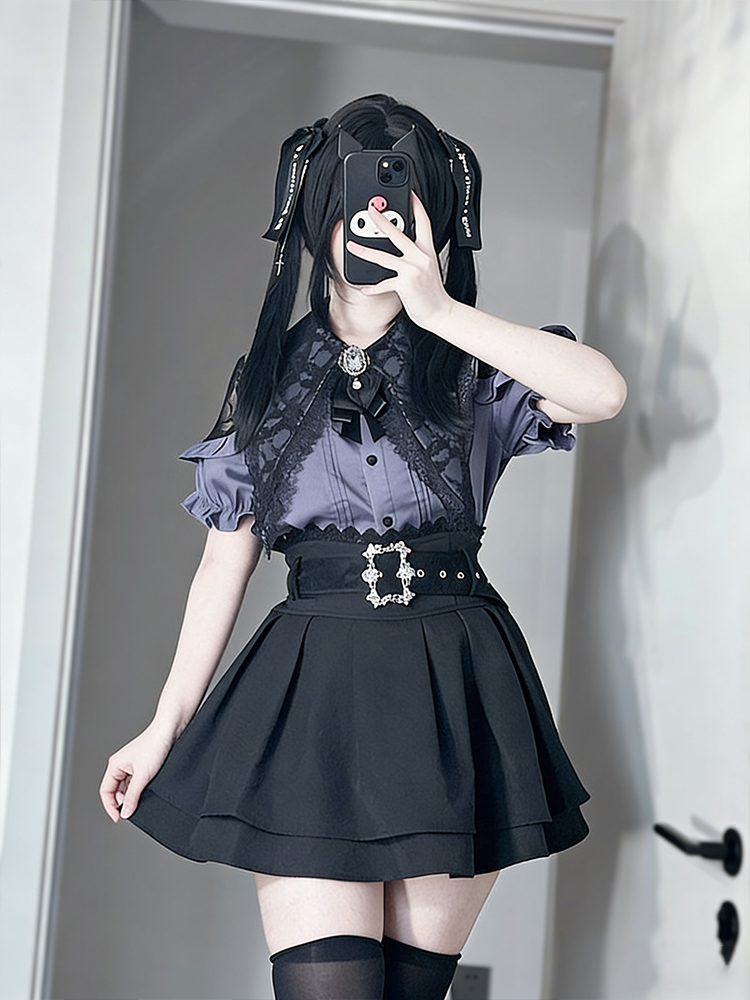 Blouse Off Shoulder - Set atasan bahu terbuka bergaya Gothic