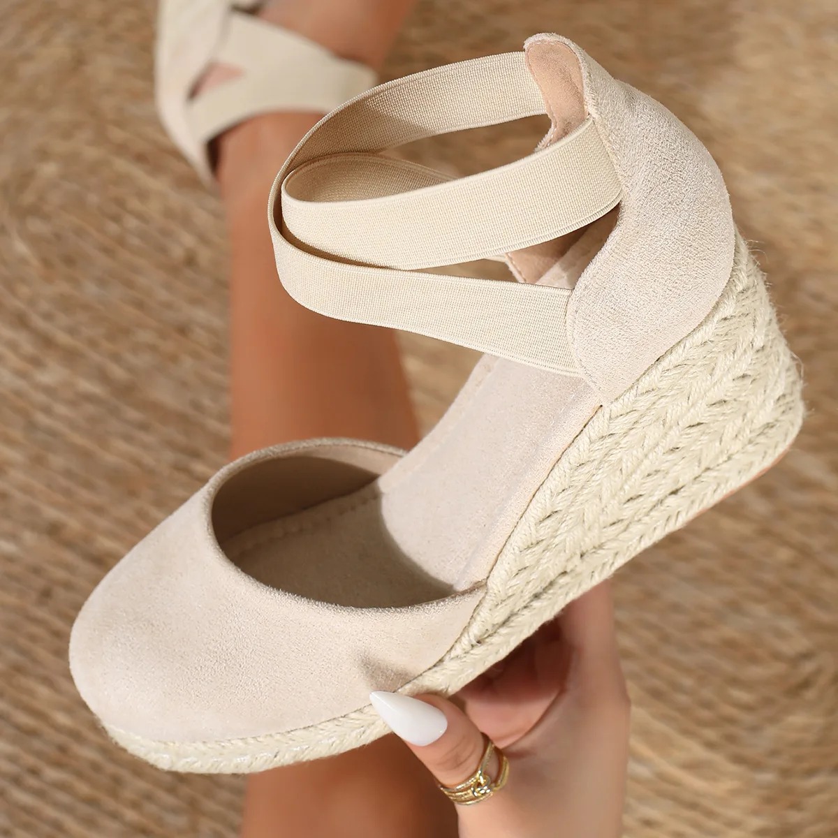 Wedge Espadrille Women - Sandal Wedges Espadrille Wanita dengan Tali