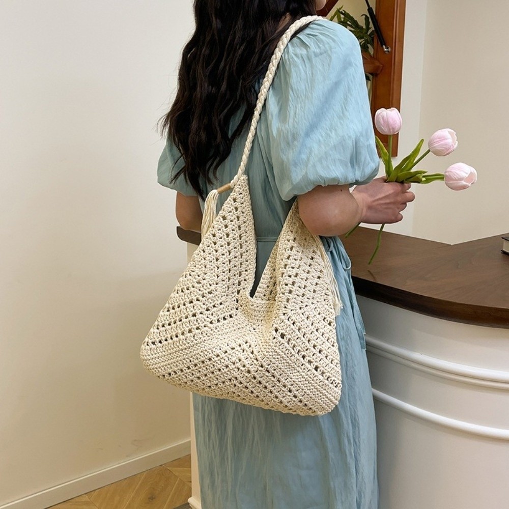 Tote Bag Beach - Tas Bahu Rajutan Bohemian Musim Panas