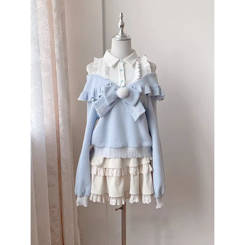 Blouse Off Shoulder - Set 2 Potong Lolita Soft Girl