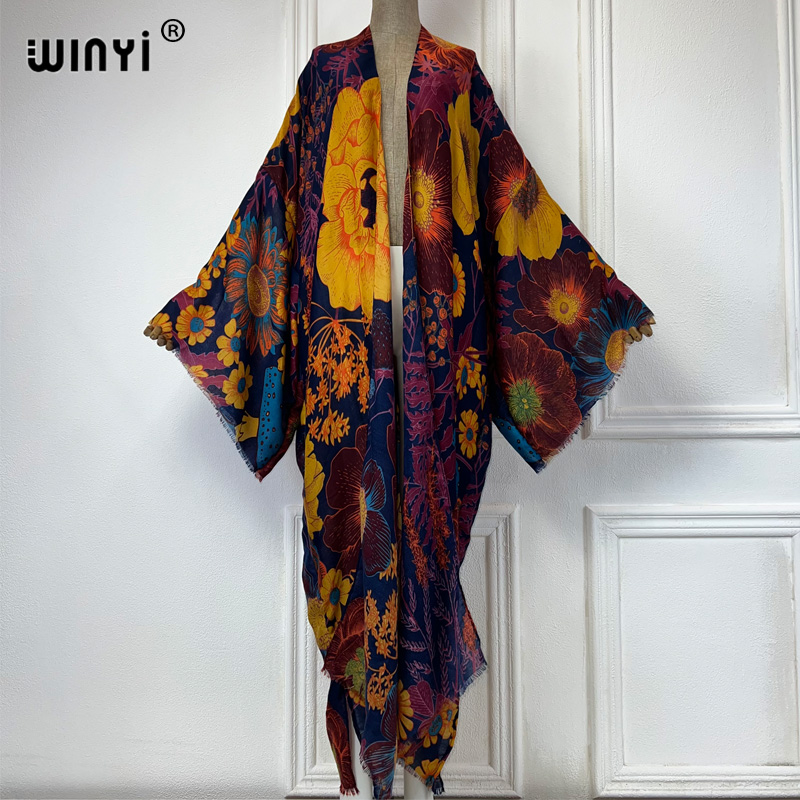 Cover Up Kaftan - WINYI Gaun Kimono Maxi Musim Panas
