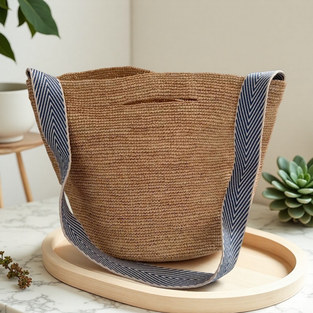 Crochet Bag Raffia - Tas Selempang Rajut Rafia Pelangi Model