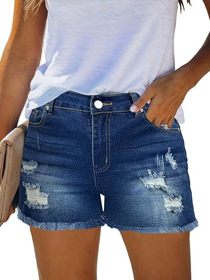 Shorts Denim Frayed - Celana Pendek Denim Vintage Kasual Pinggang