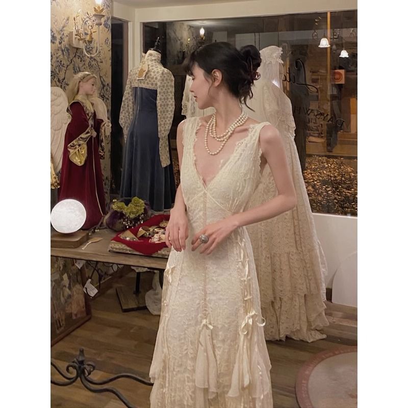 Maxi Dress Halter - Gaun Renda Gotik Gaun Maxi Seksi