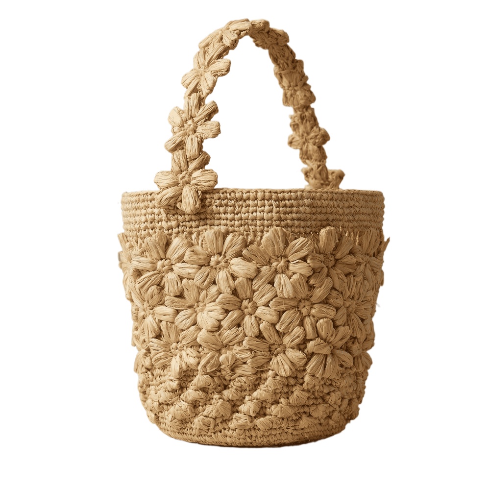 Crochet Bag Raffia - Tas Anyaman Rafia Musim Panas Wanita,