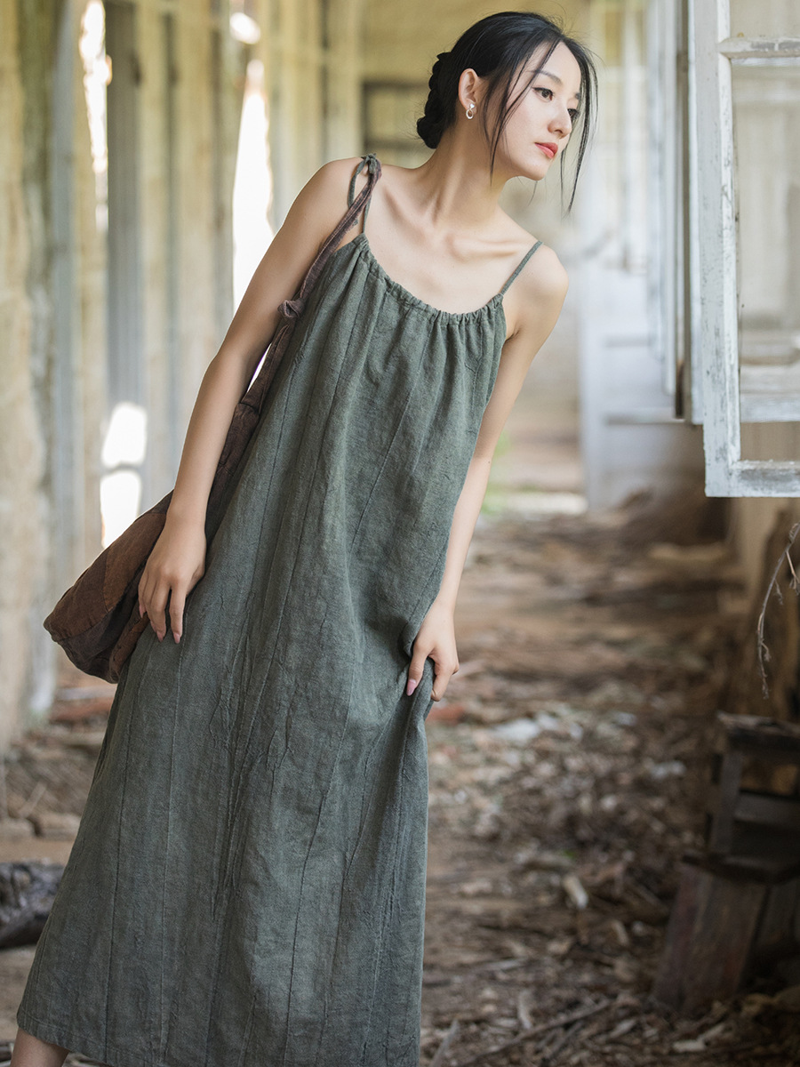 Gaun Wanita Gaya Cina Baru, Ba - Linen Dress Wrap ulasan dan harga