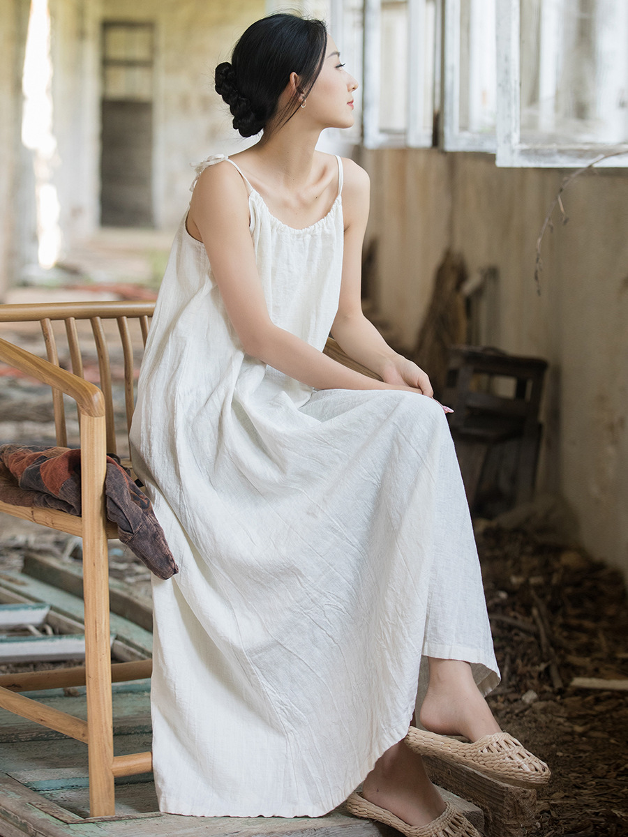 Gaun Wanita Gaya Cina Baru, Ba - Linen Dress Wrap ulasan dan harga