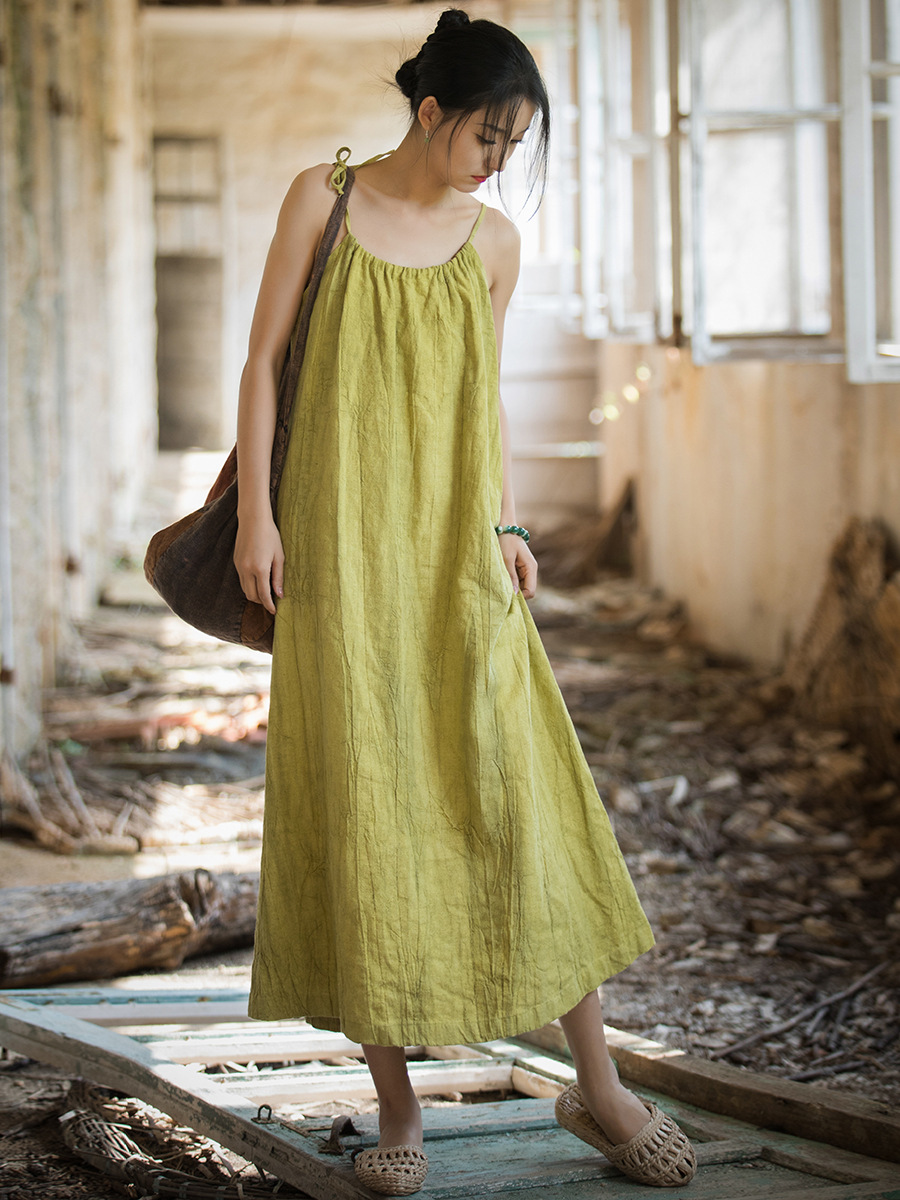 Gaun Wanita Gaya Cina Baru, Ba - Linen Dress Wrap ulasan dan harga