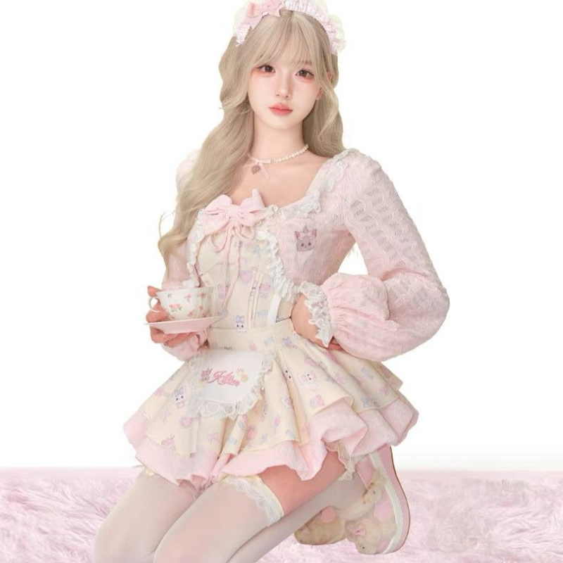 Set 3 Potong Gaya Lolita Manis - Crop Top Crochet ulasan dan harga