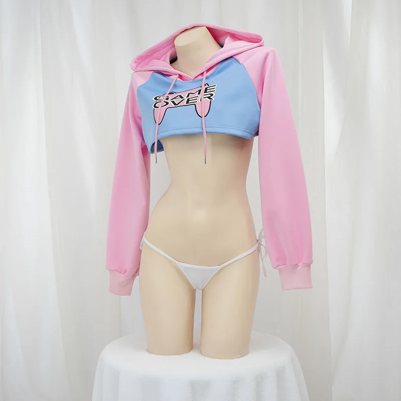 Hoodie Crop Top Lengan Panjang - Crop Top Crochet ulasan dan harga