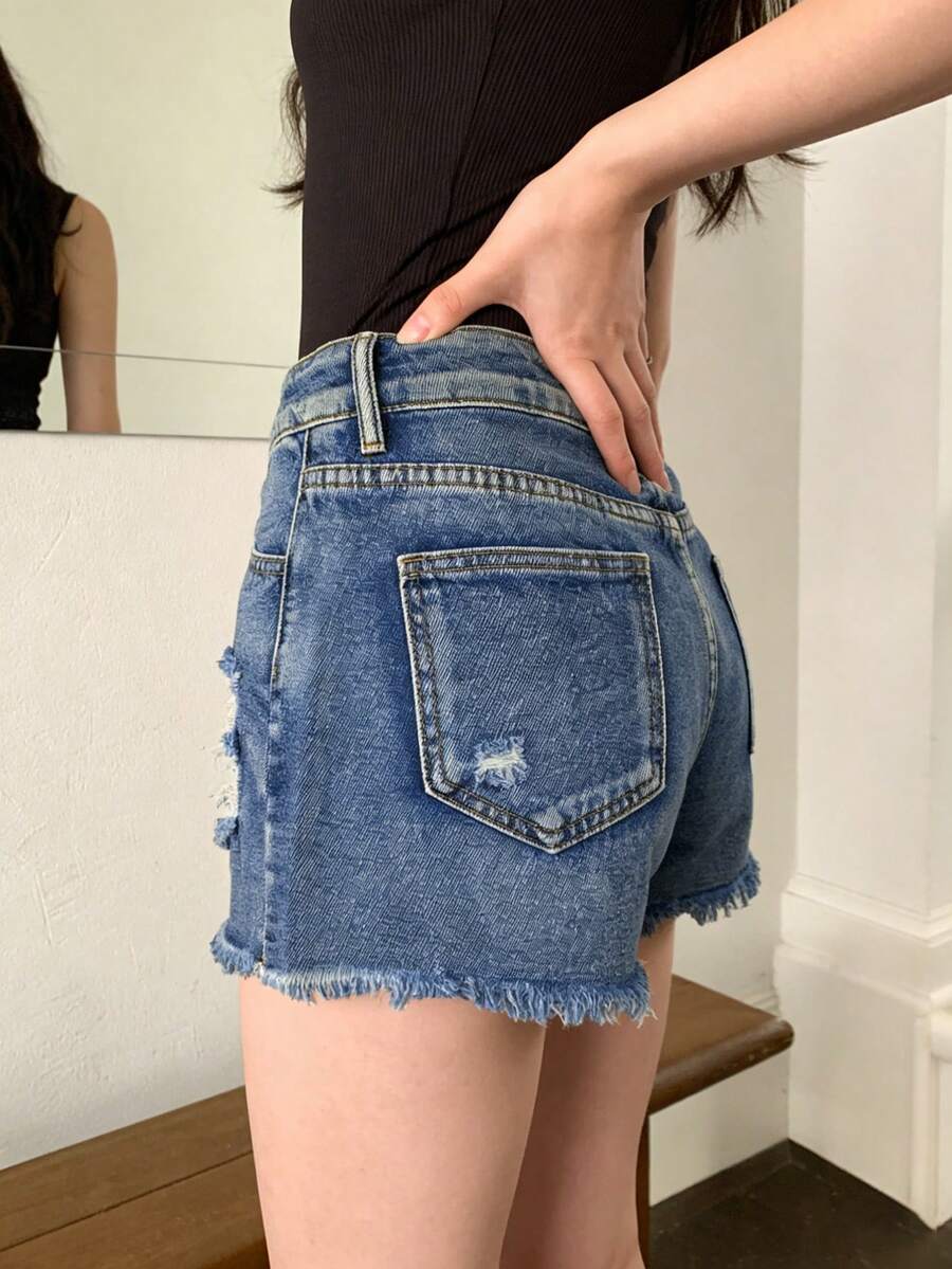 Celana Pendek Denim Wanita Mod - Shorts Denim Frayed ulasan dan harga