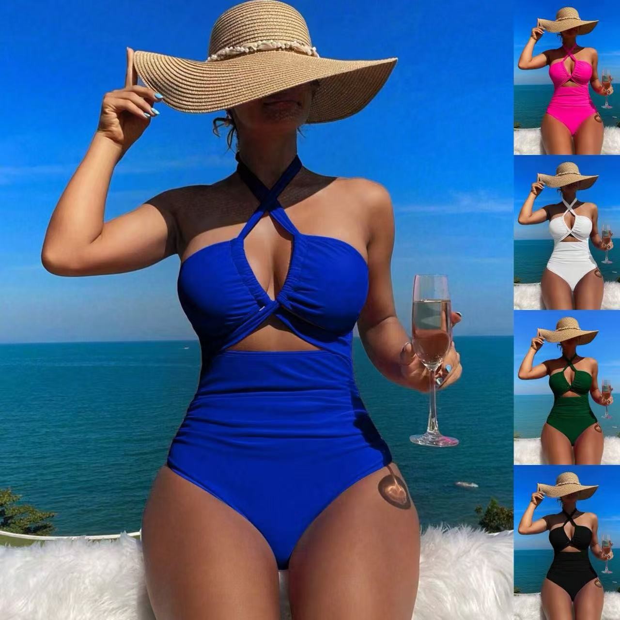 Baju Renang Wanita Halter Neck - Swimsuit Bikini Ruched ulasan dan harga