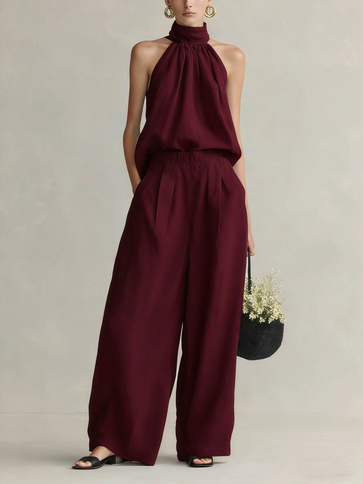 Set Santai Wanita Musim Panas  - Linen Pant Wide ulasan dan harga