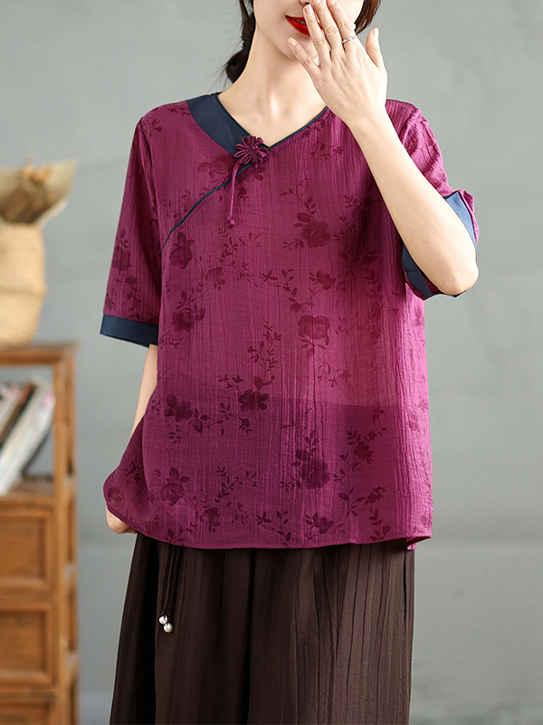 Atasan Lengan Pendek Kerah V S - Linen Pant Wide ulasan dan harga