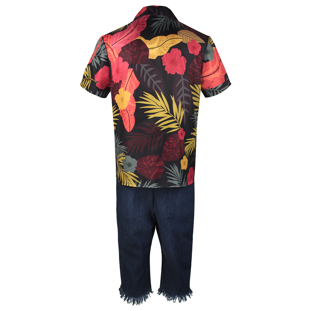 Set Kemeja Bunga Tropis Pria & - Shorts Denim Frayed ulasan dan harga