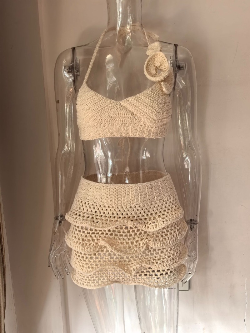 Set 2 potong rajutan tangan wa - Crop Top Crochet ulasan dan harga