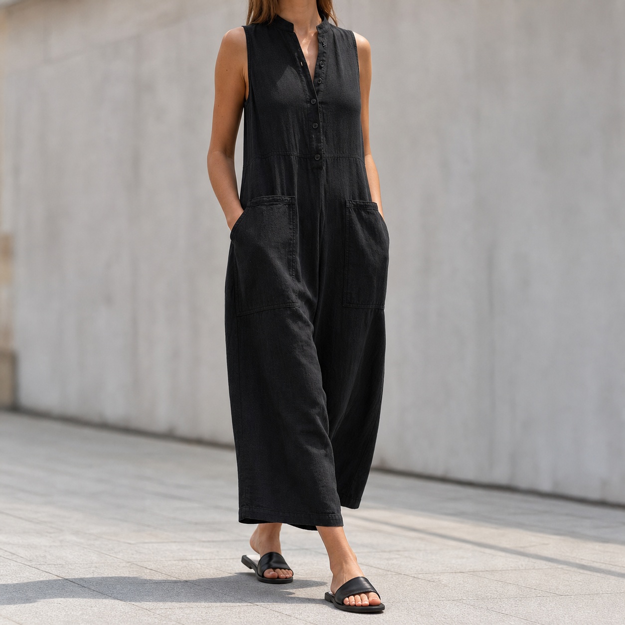 Jumpsuit Wanita Tanpa Lengan K - Jumpsuit Linen Relaxed ulasan dan harga