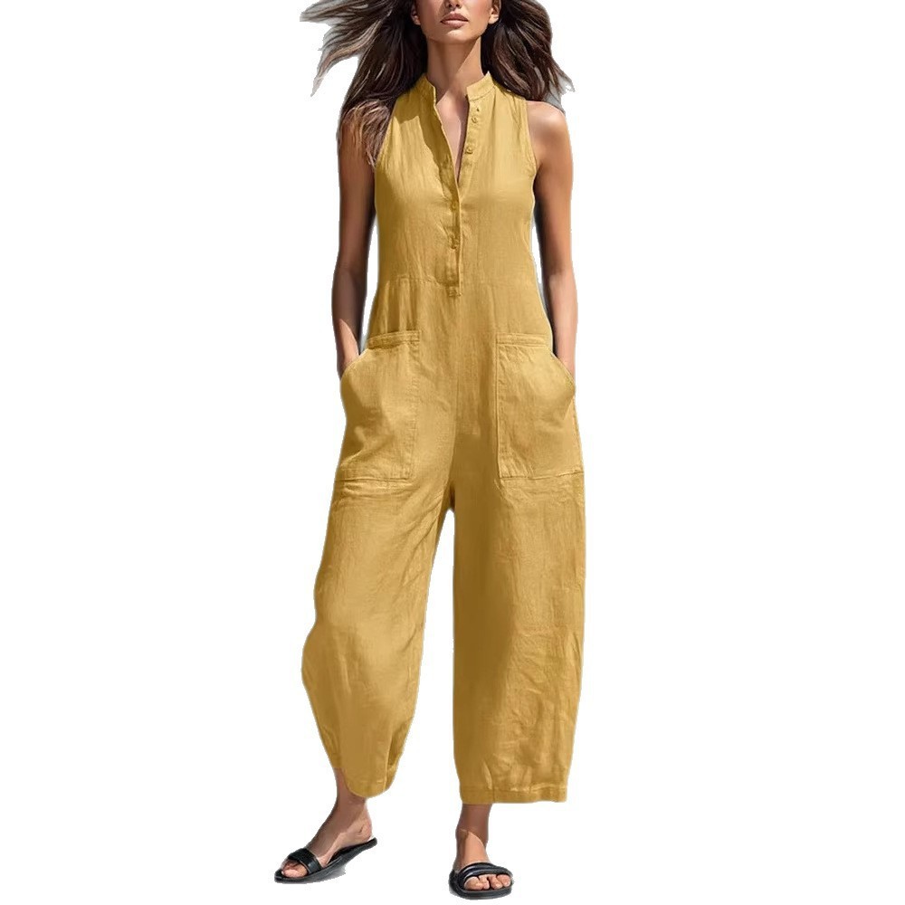Jumpsuit Wanita Tanpa Lengan K - Jumpsuit Linen Relaxed ulasan dan harga