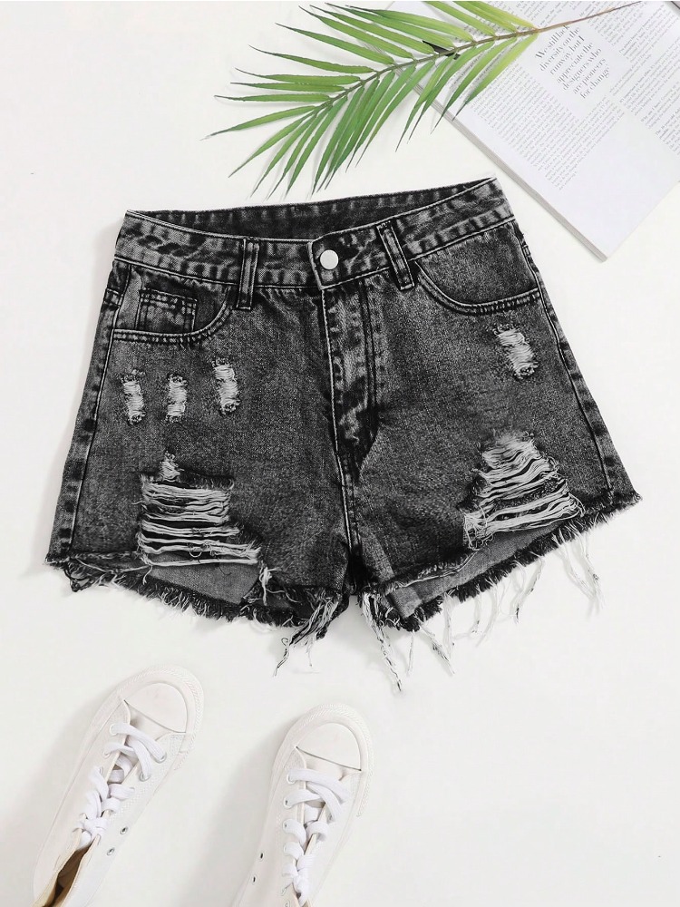 Celana Pendek Denim Wanita Mod - Shorts Denim Frayed ulasan dan harga