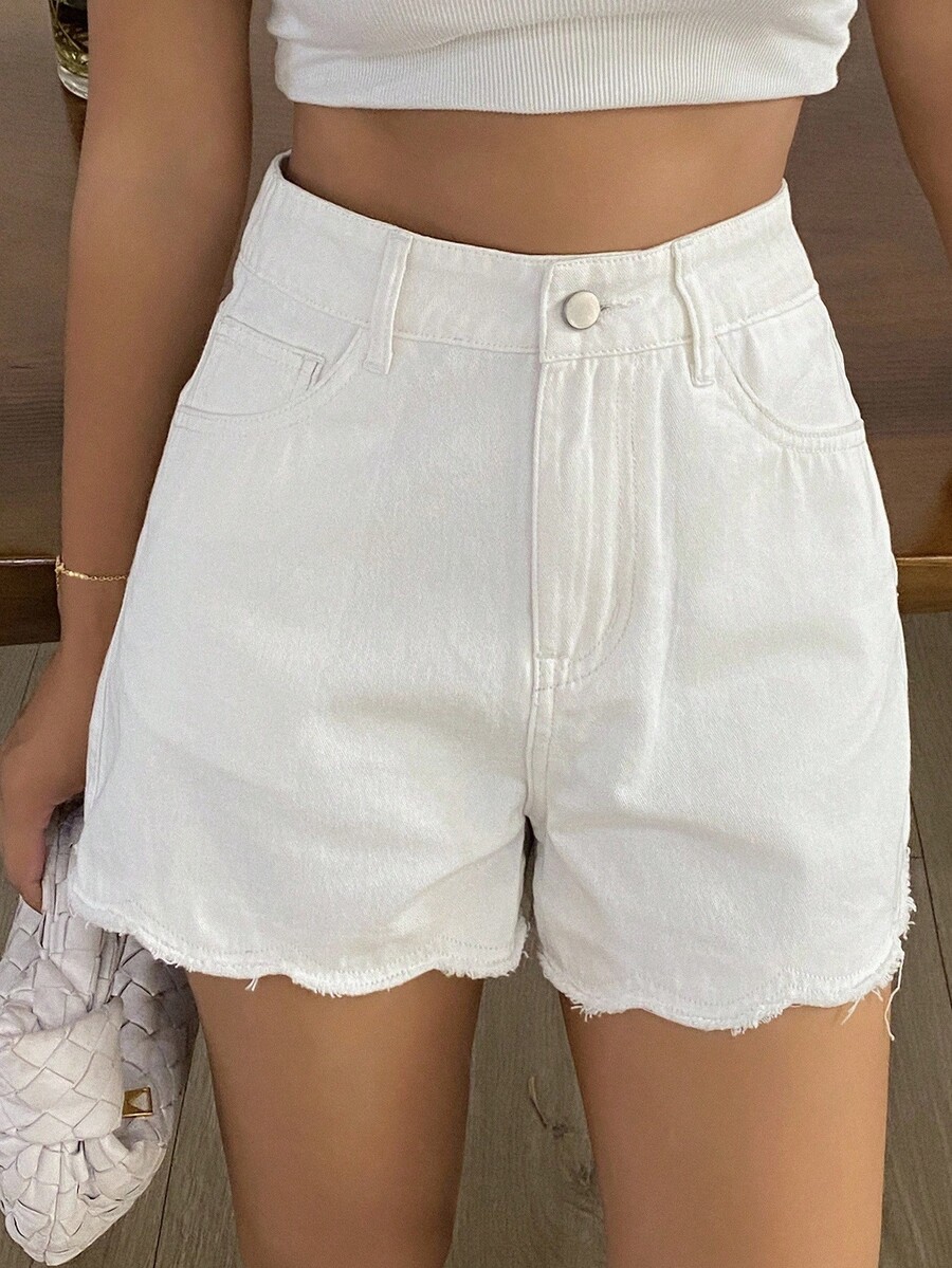 Celana Pendek Denim Kasual Wan - Shorts Denim Frayed ulasan dan harga