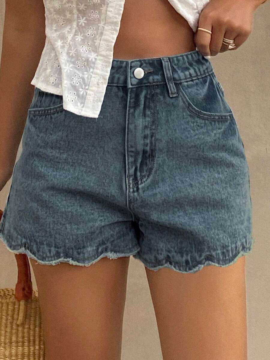 Celana Pendek Denim Kasual Wan - Shorts Denim Frayed ulasan dan harga