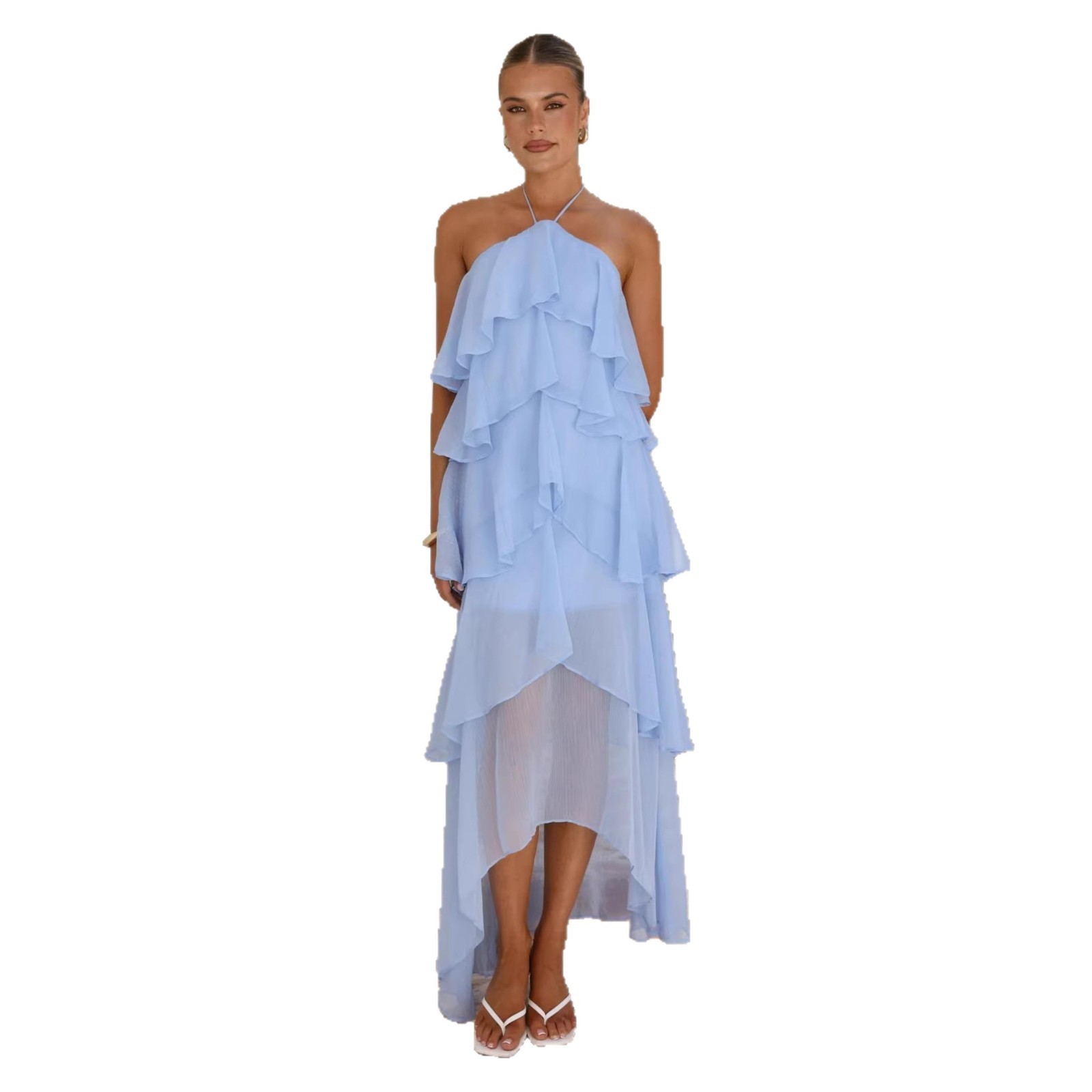 Gaun Maxi Pesta Elegan Gaun Si - Maxi Dress Halter ulasan dan harga