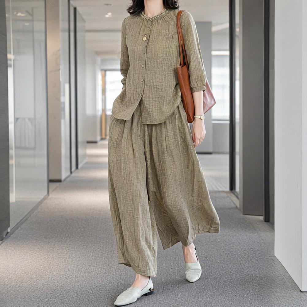 Setelan Kasual Wanita Ukuran B - Linen Pant Wide ulasan dan harga