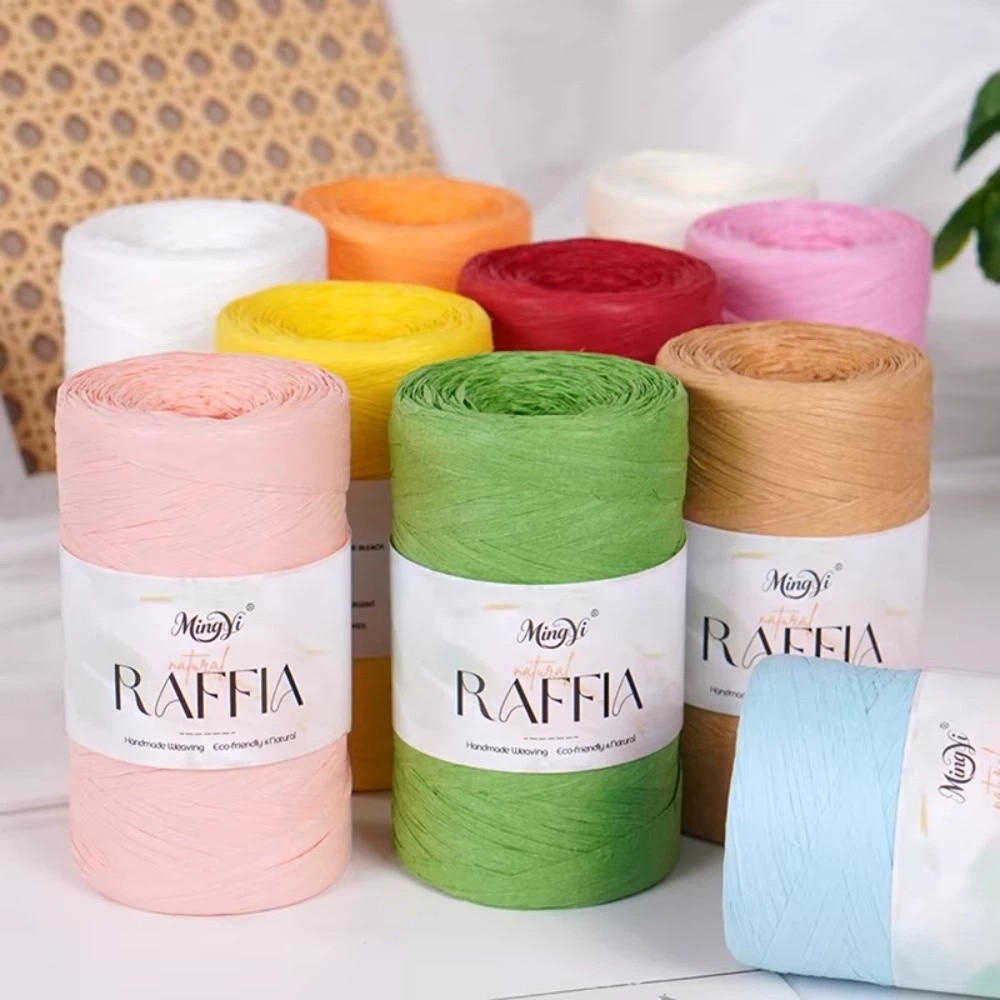 Benang Rafia Multiwarna DIY, T - Crochet Bag Raffia ulasan dan harga
