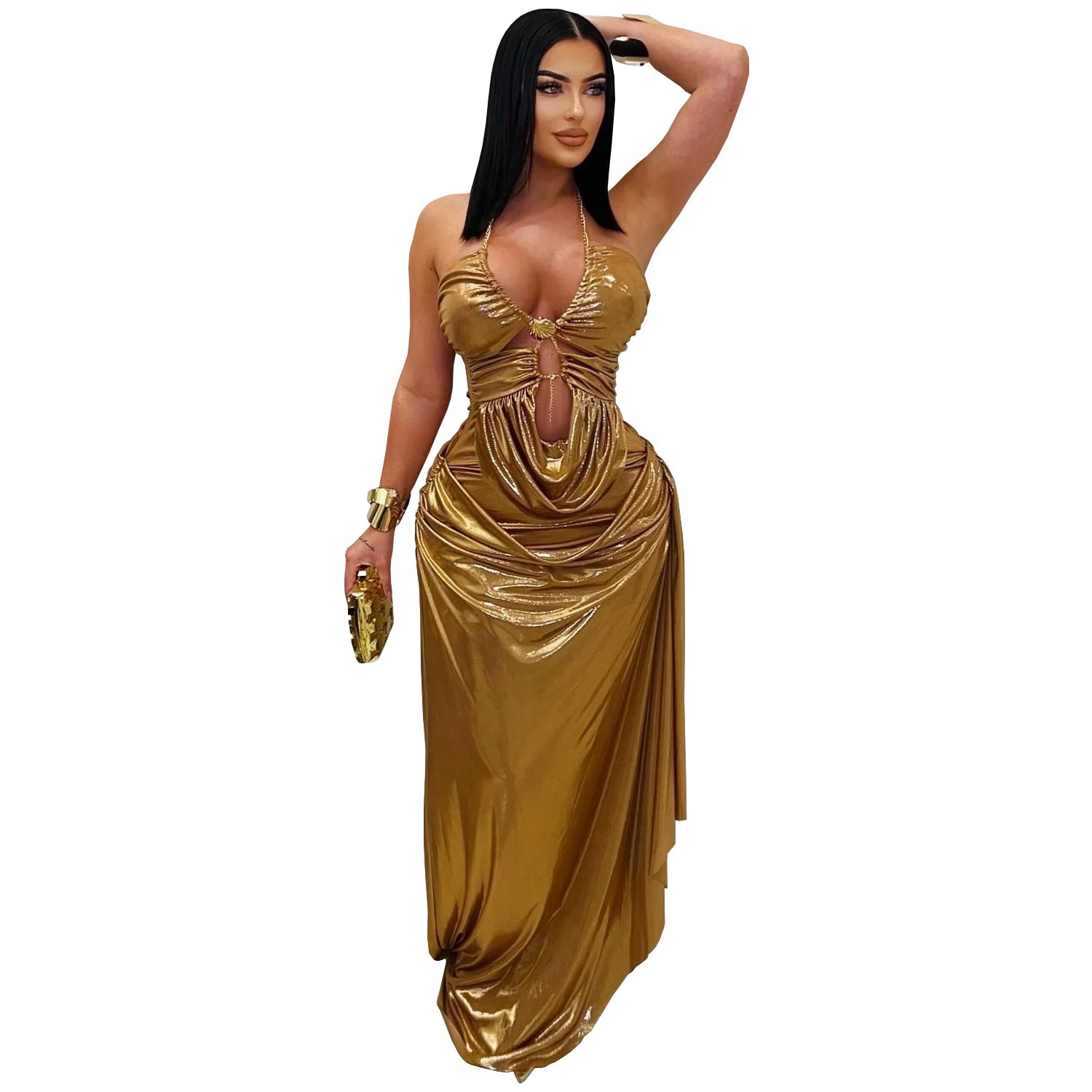 Gaun Pesta Malam untuk Tamu Pe - Maxi Dress Halter ulasan dan harga