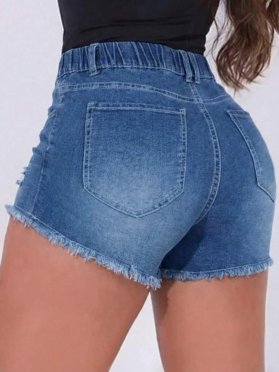 Celana Pendek Denim Wanita Pin - Shorts Denim Frayed ulasan dan harga