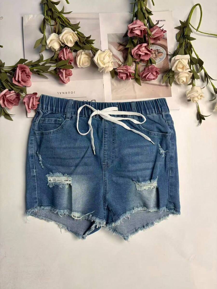 Celana Pendek Denim Wanita Pin - Shorts Denim Frayed ulasan dan harga