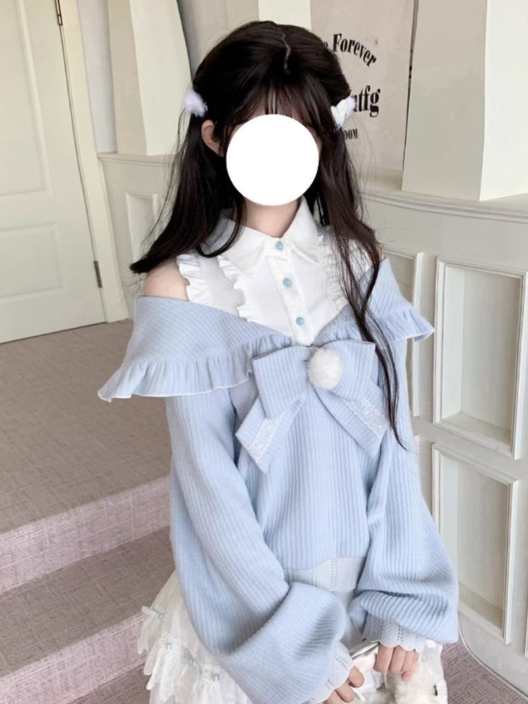 Set 2 Potong Lolita Soft Girl  - Blouse Off Shoulder ulasan dan harga