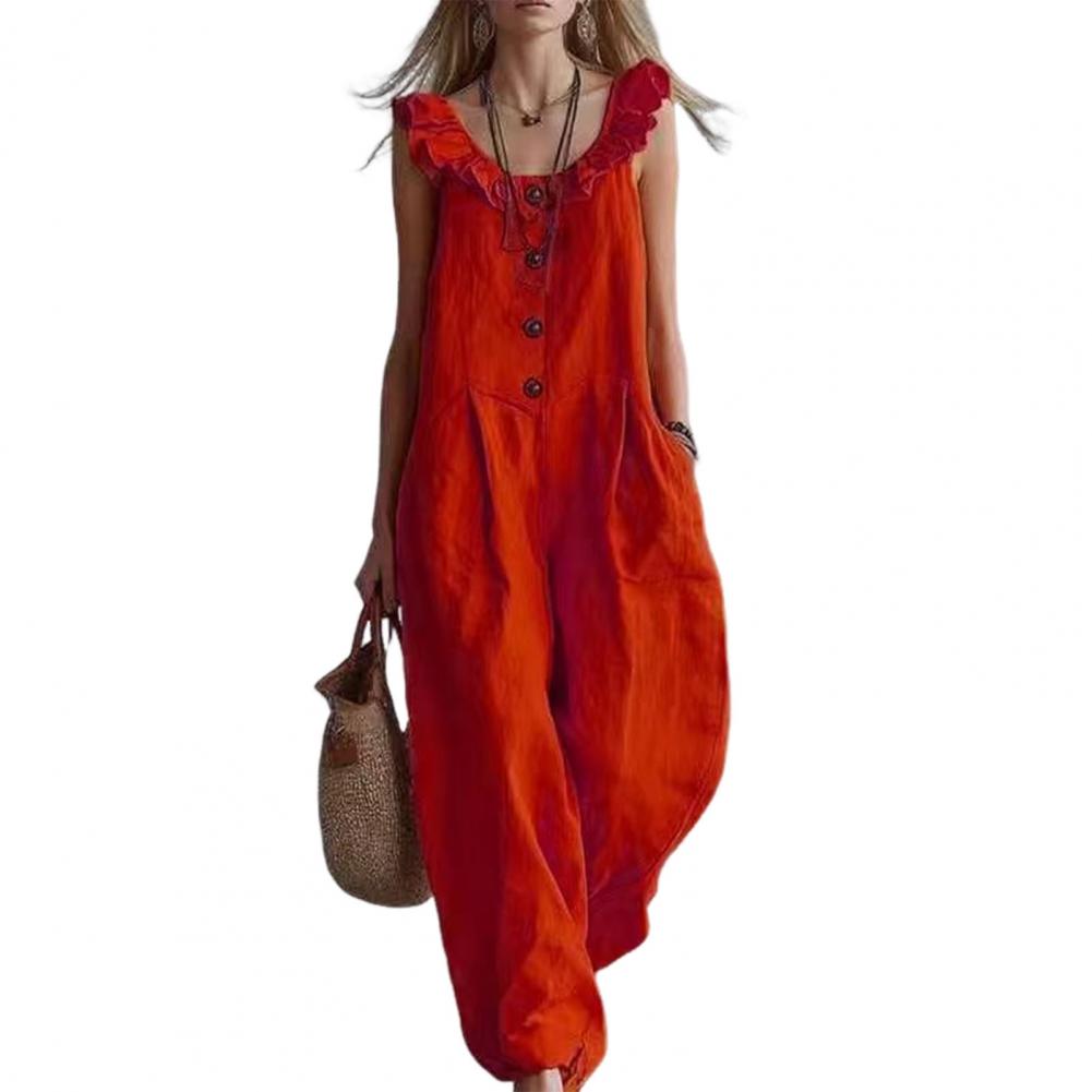 Romper Santai Wanita Jumpsuit  - Jumpsuit Linen Relaxed ulasan dan harga