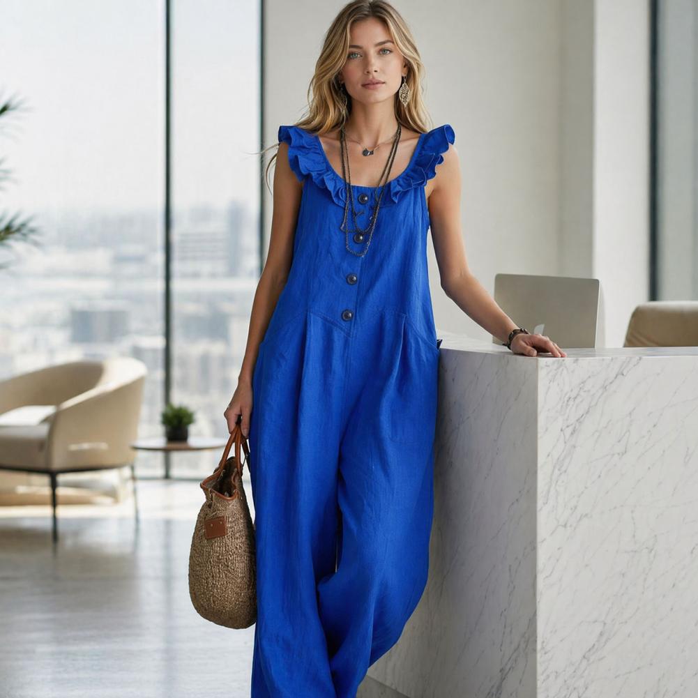 Romper Santai Wanita Jumpsuit  - Jumpsuit Linen Relaxed ulasan dan harga