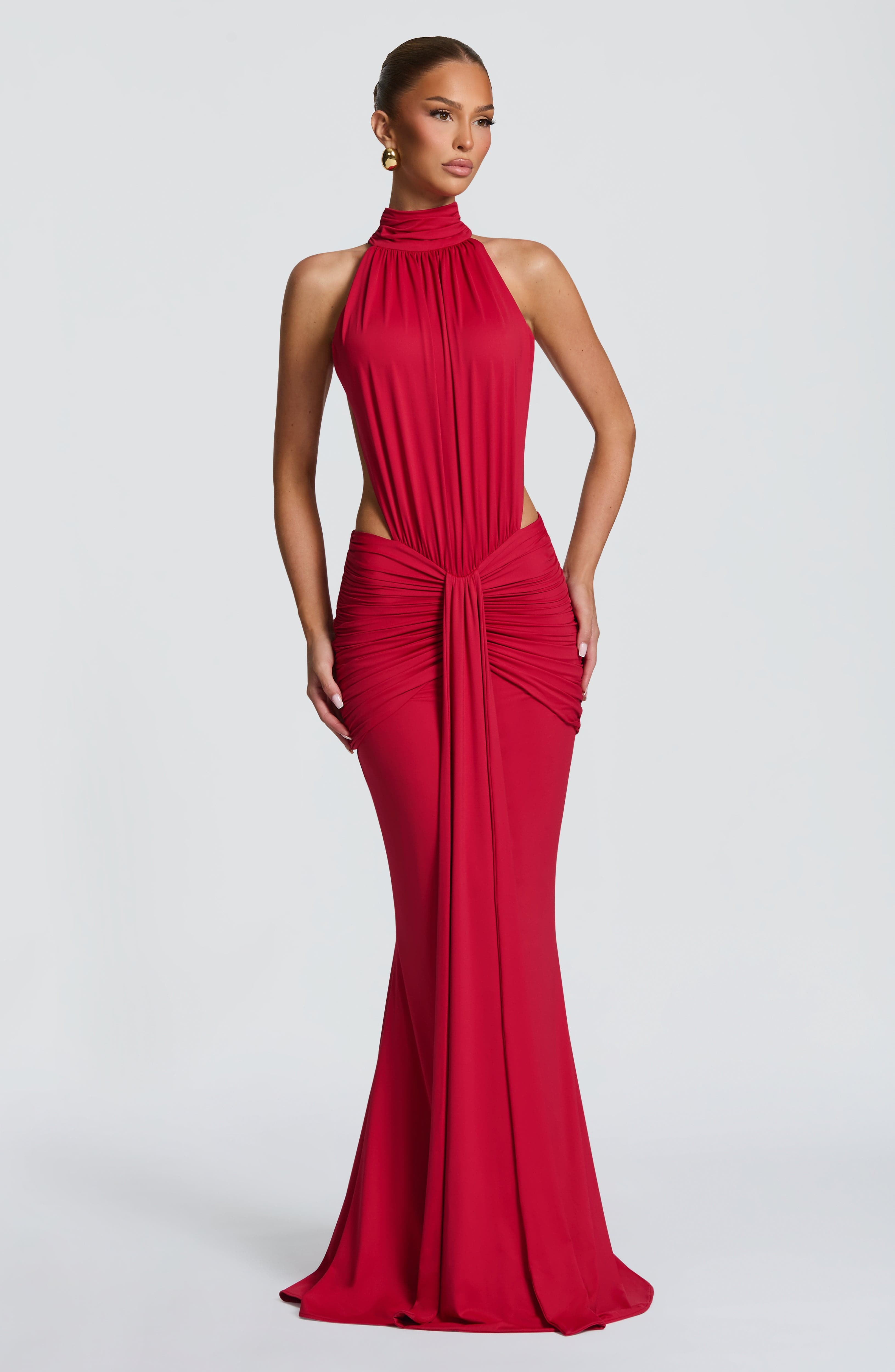 Gaun Maxi Halter High Neck Cut - Maxi Dress Halter ulasan dan harga