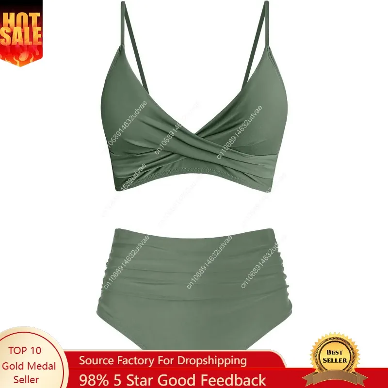 Set Bikini Wanita Pinggang Tin - Swimsuit Bikini Ruched ulasan dan harga