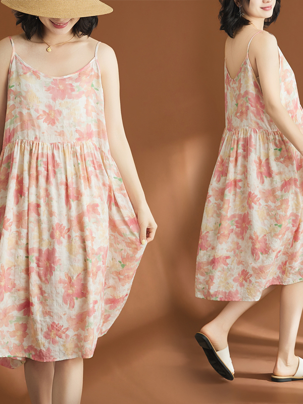 Gaun Wanita Kasual Katun Linen - Linen Dress Wrap ulasan dan harga