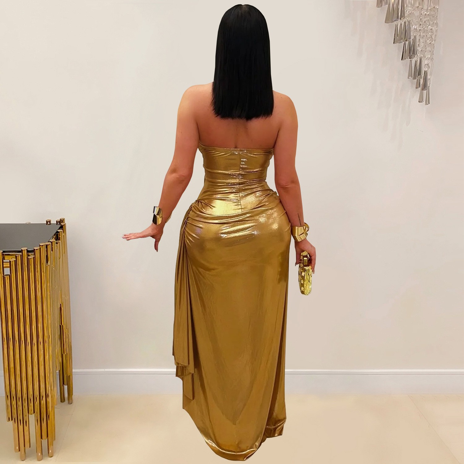 Gaun Pesta Pernikahan Gaun Mal - Maxi Dress Halter ulasan dan harga