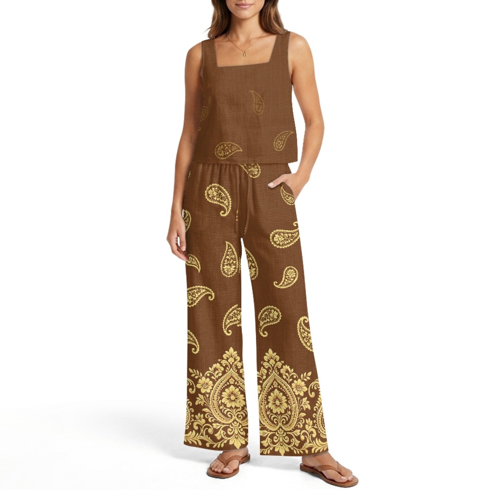 INSTANTARTS Set Rompi Linen Wa - Linen Pant Wide ulasan dan harga