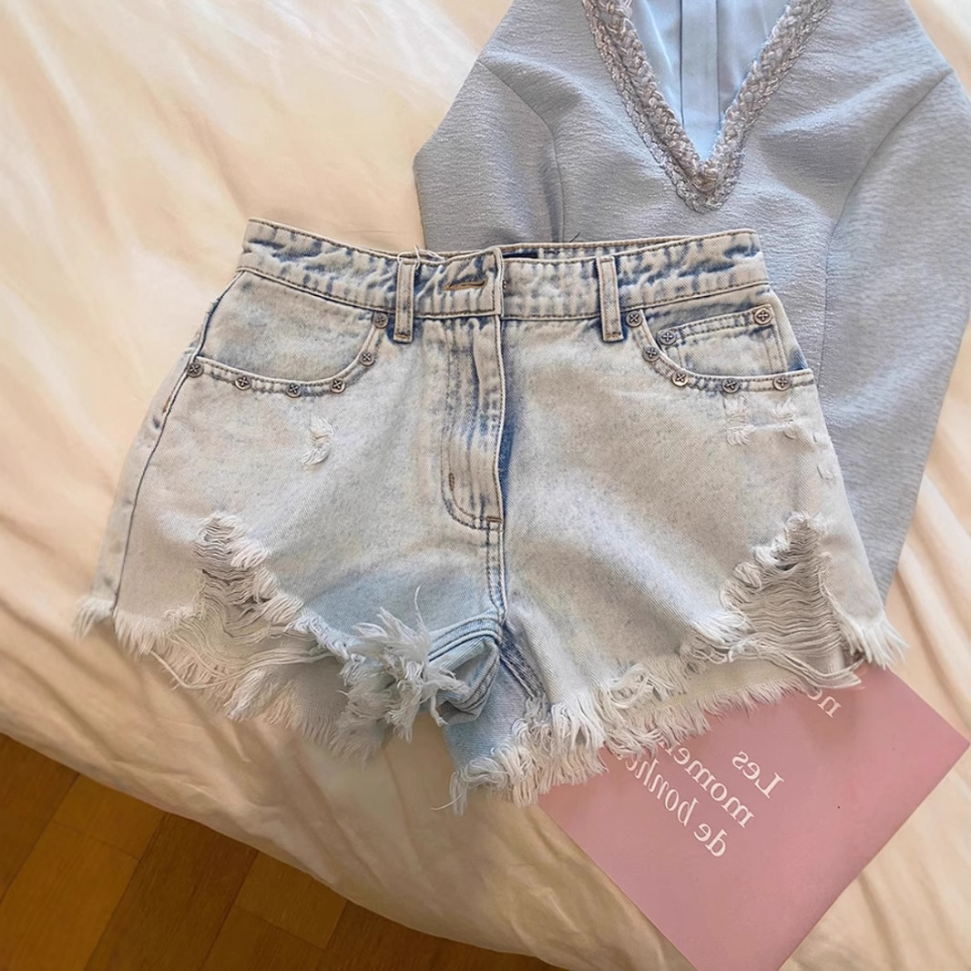 Celana Pendek Denim Wanita Mod - Shorts Denim Frayed ulasan dan harga