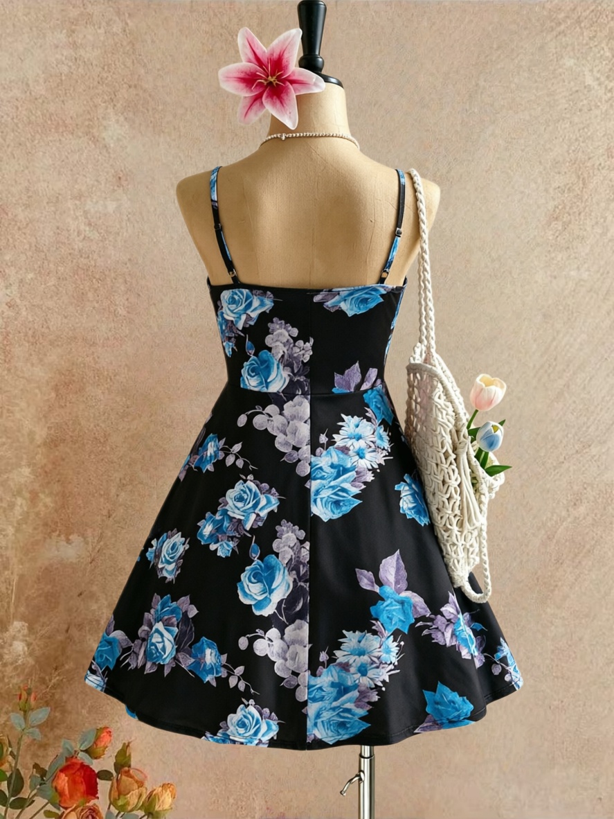 Gaun Mini Wanita Ukuran Besar  - Romper Floral Print ulasan dan harga
