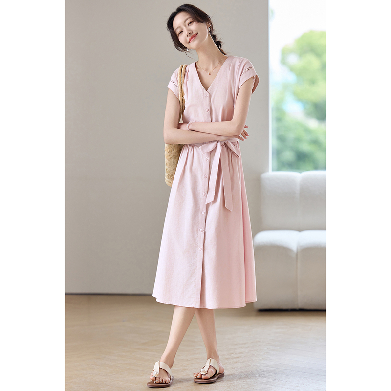 SENTUBILA Gaun Midi Wanita War - Linen Dress Wrap ulasan dan harga