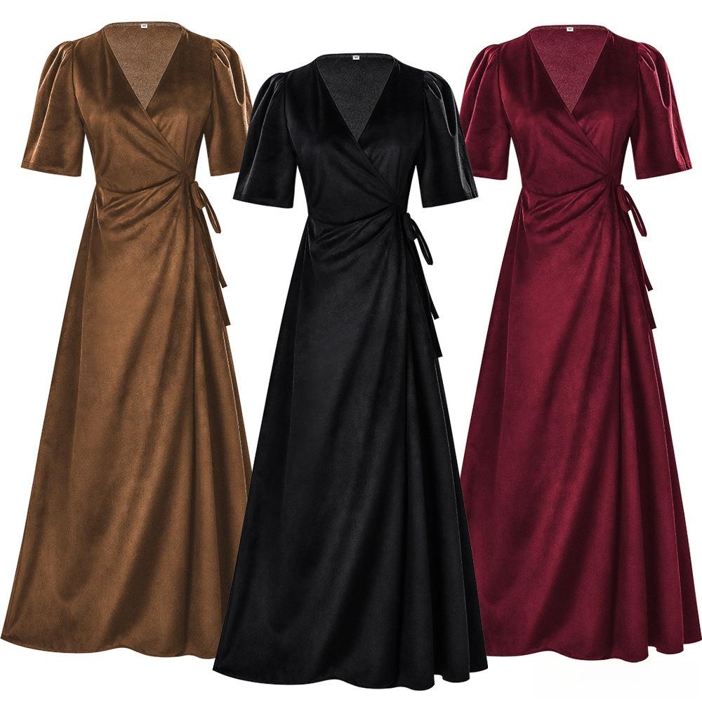 Gaun Beludru Warna Polos Model - Linen Dress Wrap ulasan dan harga