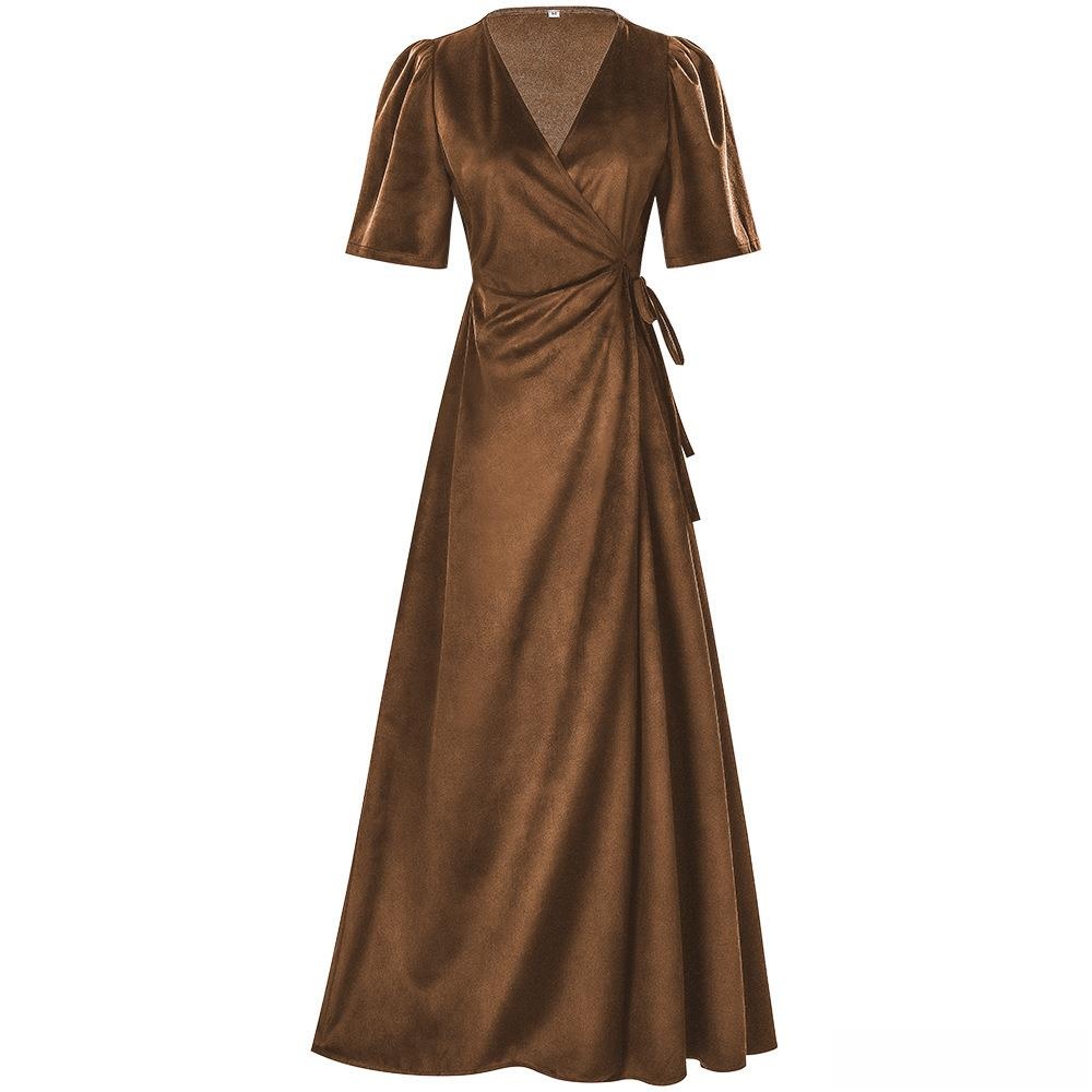 Gaun Beludru Warna Polos Model - Linen Dress Wrap ulasan dan harga