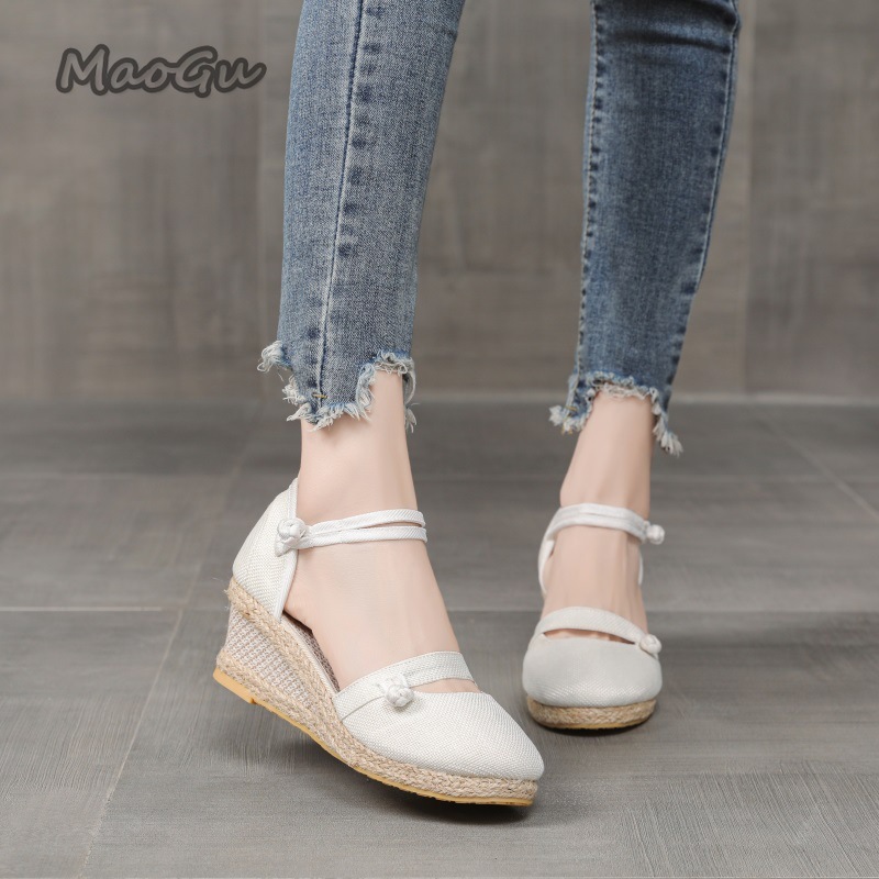 Sandal Wedges Espadrille Linen - Wedge Espadrille Women ulasan dan harga