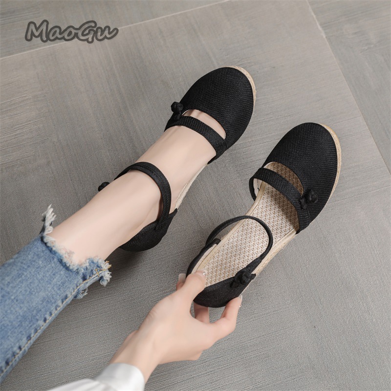 Sandal Wedges Espadrille Linen - Wedge Espadrille Women ulasan dan harga